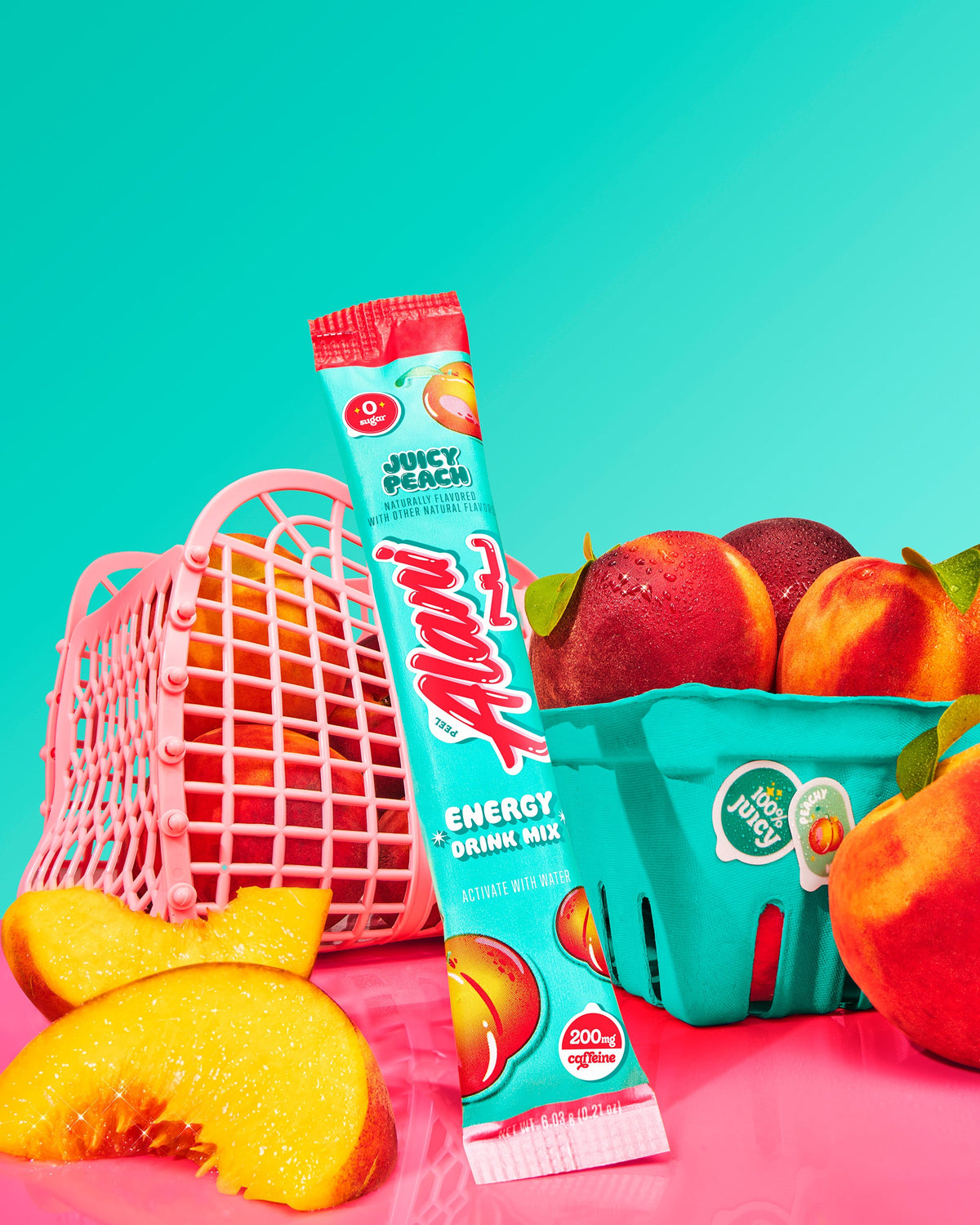 Juicy Peach Energy Powder Sticks, 10-Pack