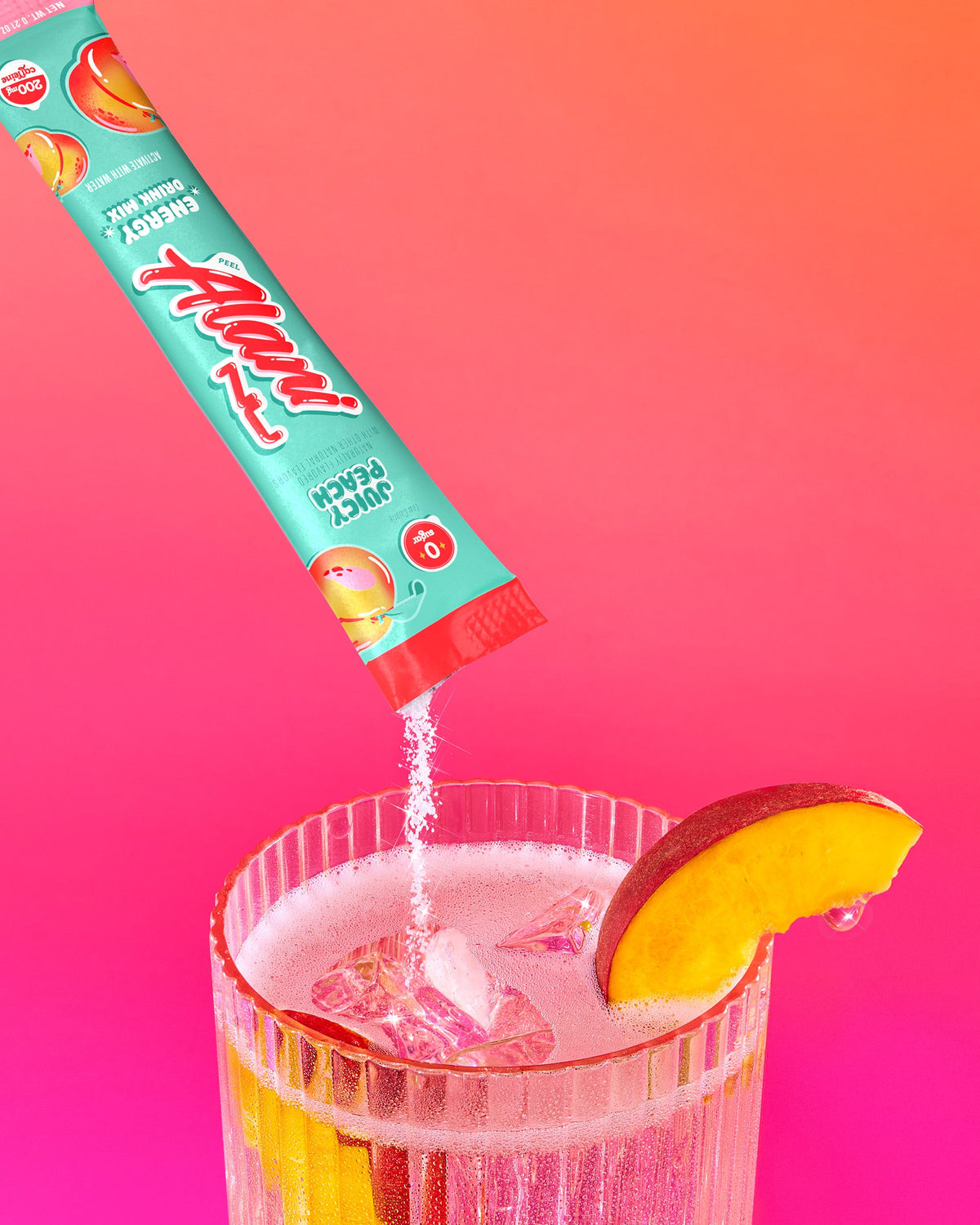 Juicy Peach Energy Powder Sticks, 10-Pack