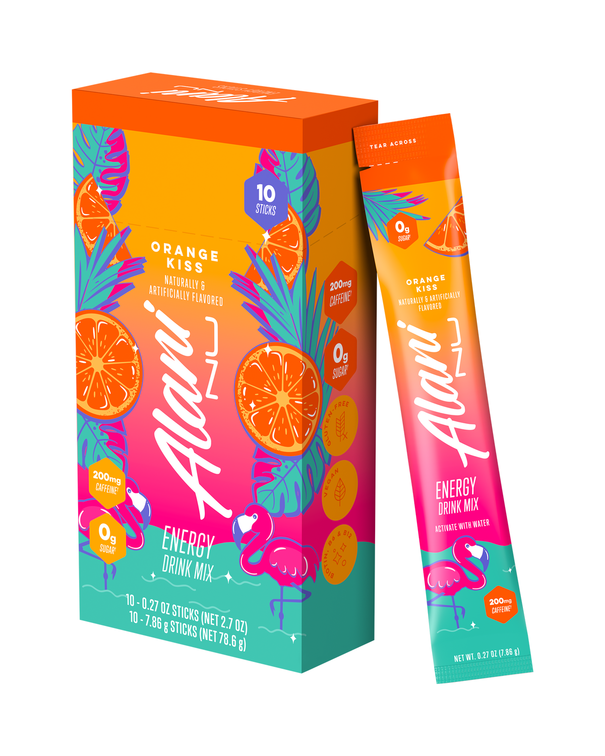 Orange Kiss Energy Powder Sticks, 10-Pack